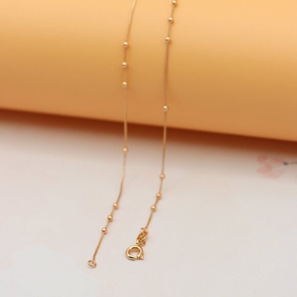 "Rose Gold Plated Brass Necklace with Dainty Beaded Chain , XPNL0143 - Picture 11 of 11
